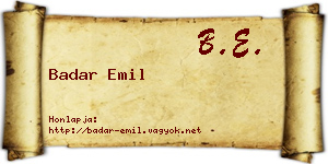Badar Emil névjegykártya